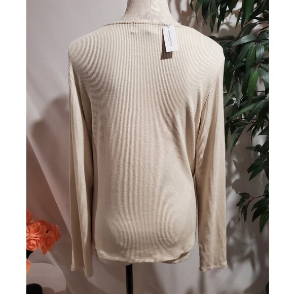 NWT Banana Republic Womens Cozy Ribbed V-Neck Wrap Top Size XL Natural Cream - Picture 3 of 10